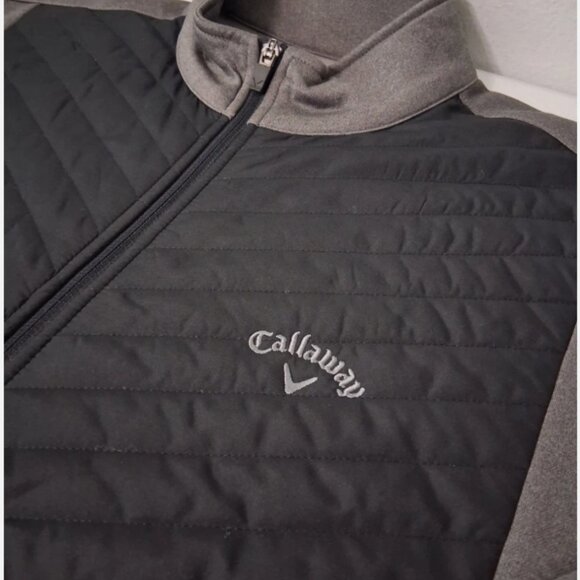 Callaway Golf Full Zippered Sweater Jacket Men's Size Large Quilted Fleece Logo - Picture 6 of 8